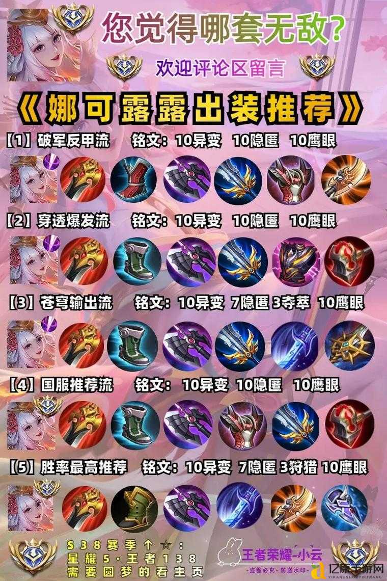 娜可露露铭文搭配推荐！秒全场必看的3套爆发流配置